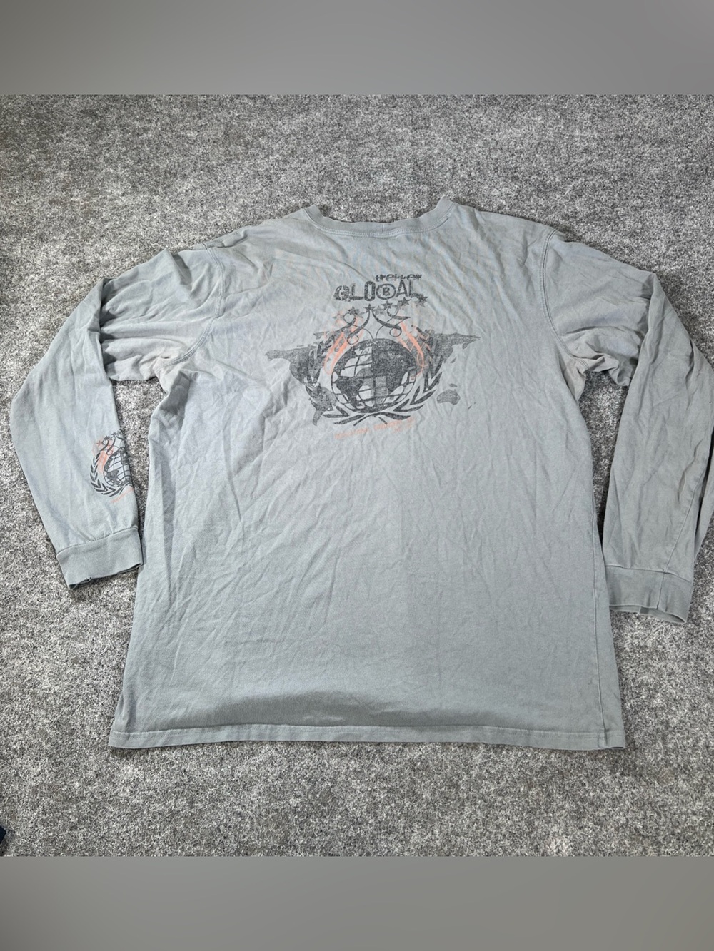 REI T-Shirt Long Sleeve “ Global Trekker” Graphic Mens XL Gray 100% Cotton